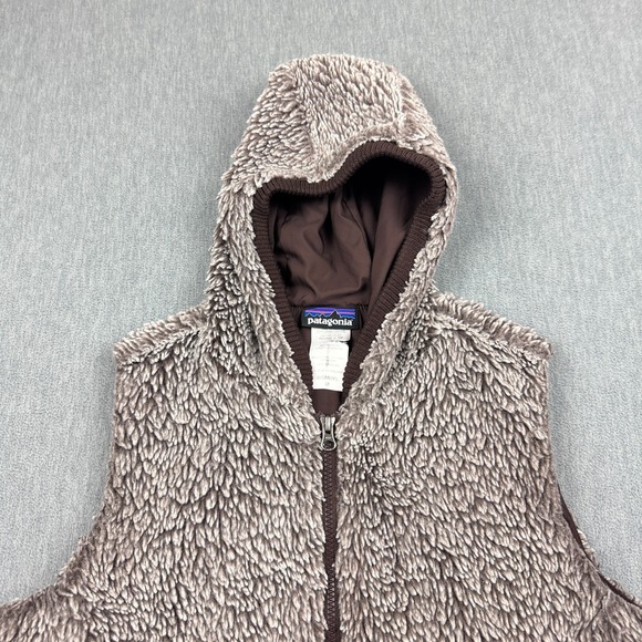 Patagonia Vest‎ Women Medium Brown Conejo Fleece Full Zip Fuzzy Hoodie 25915 - Picture 2 of 11